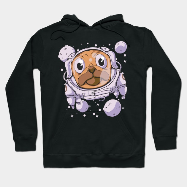 Pug dog space astronaut Hoodie by Yoko Momoka